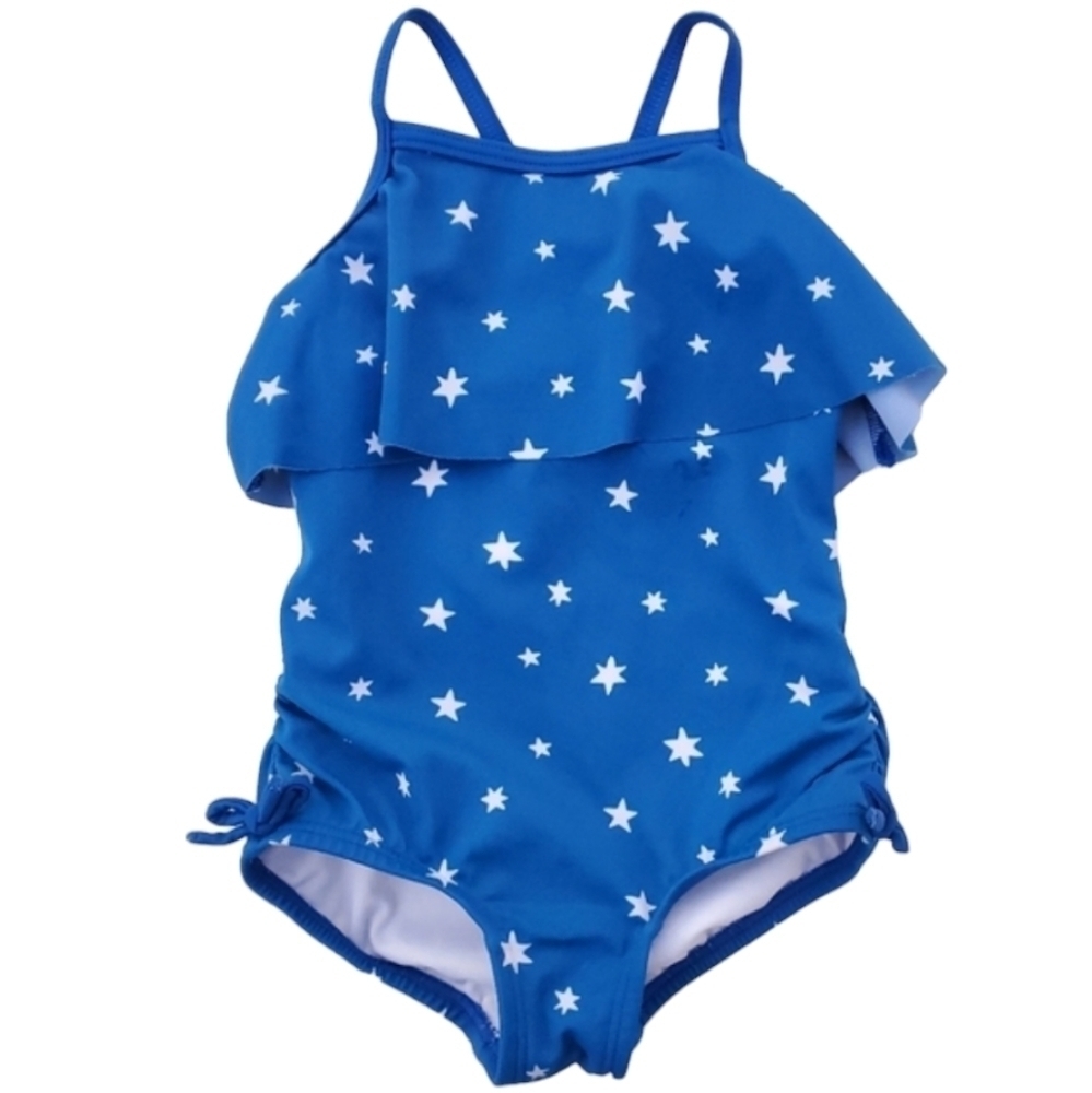 Hanna Andersson Crossback One Piece Swim Suit Baltic Blue Girls Size 3